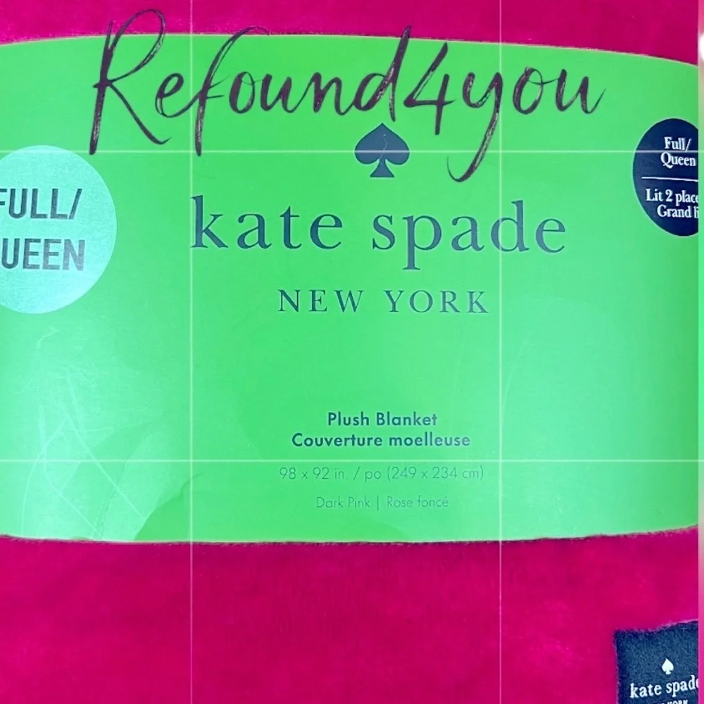 Kate Spade - ‘Fuchsia’ Plush Blanket. Full/Queen. 98“ x 92“ NWT. Firm! Last One!